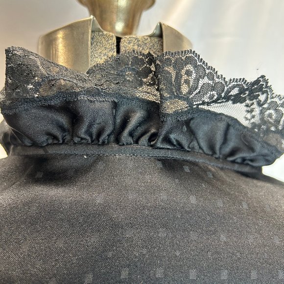 Vintage Givenchy Intimate Black Polka Dot Bed Jacket Size Medium - Picture 8 of 13